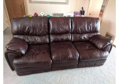Reclining Leather Couch/Sofa for sale